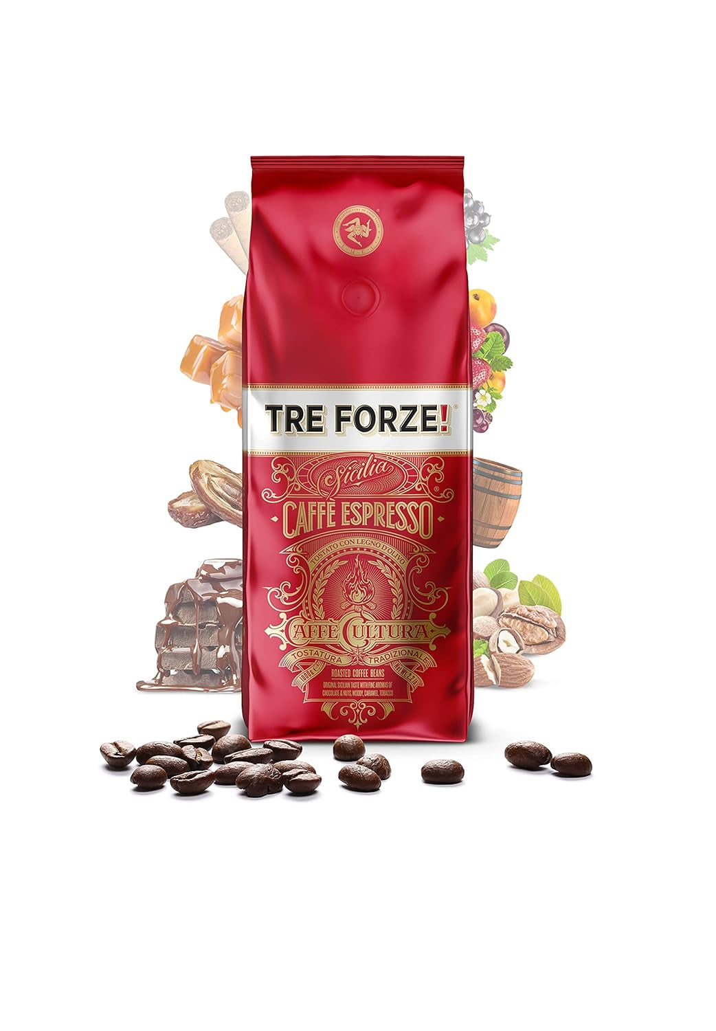 Espresso Caffè - Espressobönor - Rostade traditionellt över olivvedeld, handgjorda på Sicilien - Premium kaffebönor 250 g för helautomatiska kaffemaskiner och portafiltermaskiner