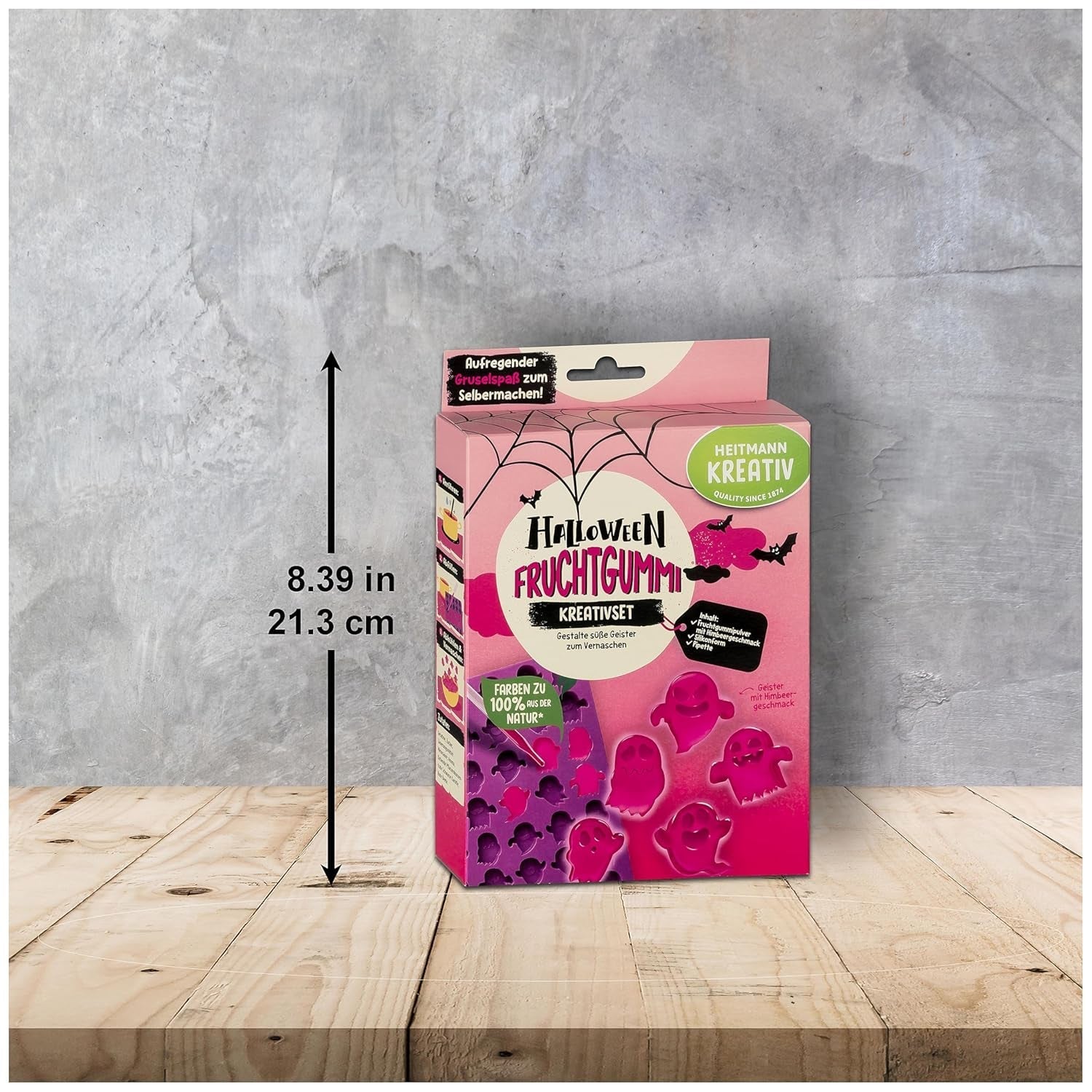 HEITMANN KREATIV - Creative Halloween Frukttuggummi Set - Växtbaserade pulverfärgämnen - Rosa - DIY Ghost Shape Frukttuggummin med hallonsmak