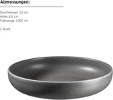 MÄSER Unico-serien, servisset för 2, tidlös, elegant, 8-delad keramisk bordsservice, stengods, antracit