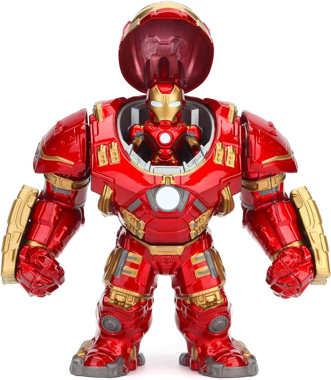 Jada Toys Marvel Figure Hulkbuster & Ironman, Öppen och stängd hjälm, Samlarfigurer, Set, Die-Cast, Röd, Storlek: 6 tum Hulkbuster & 2 tum Ironman Actionfigurer Naty Shop
