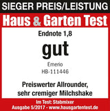 Emerio HB-111446 Stativblandare, TESTSIEGER Preis/Leistung, Gummierter Rutschfester Griff, Edelstahl, Bpa-Frei, Schwarz, 250W Kitchen Naty Shop