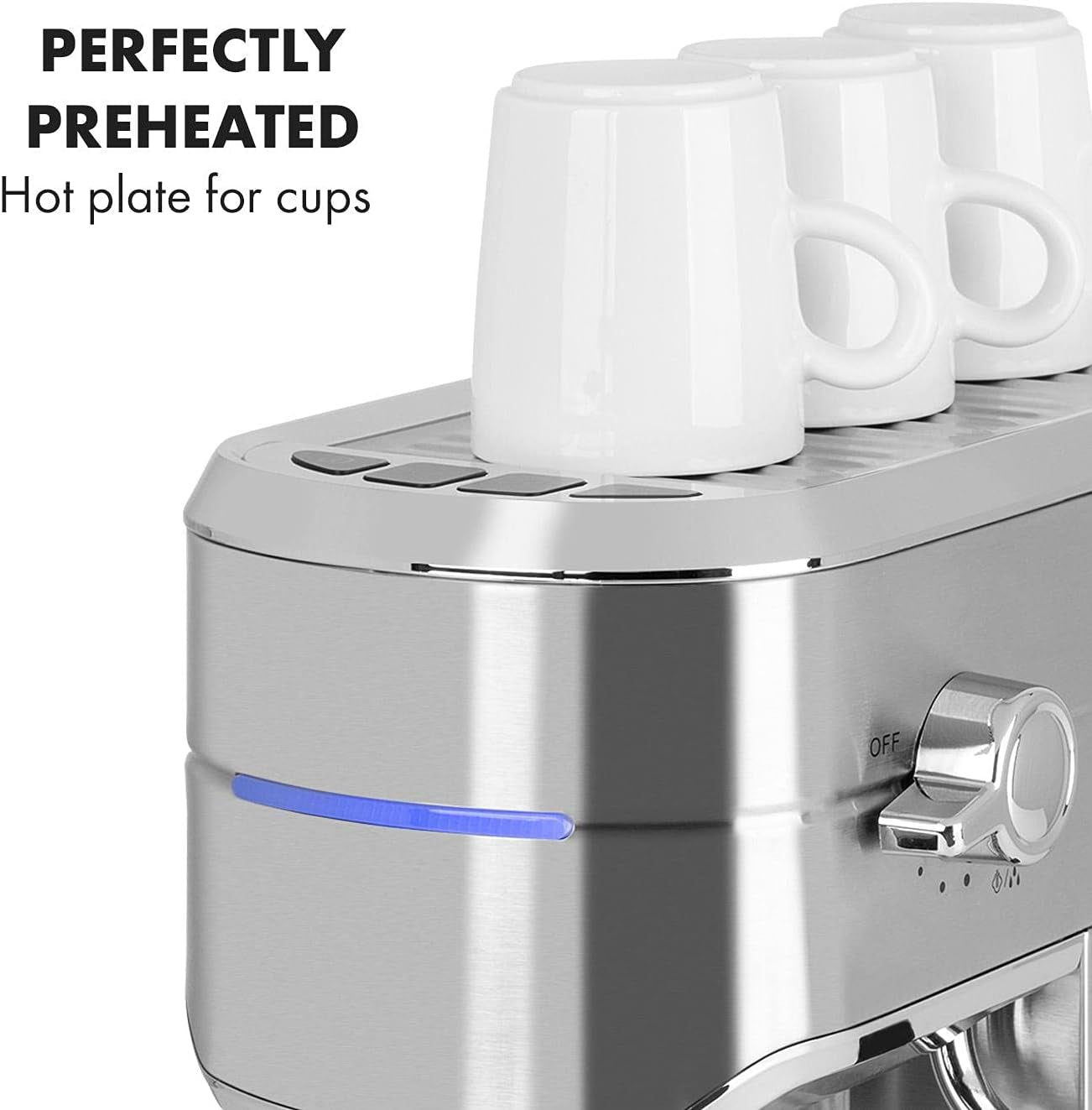 Klarstein Futura Espressomaskin, Portable Filter Espresso Machine, 1450 W, 20 bar, Barista Quality, Dubbelmunstycke, Flow Stop, Portable Filter Espresso Machine, Mjölkskummare Funktion, Silver
