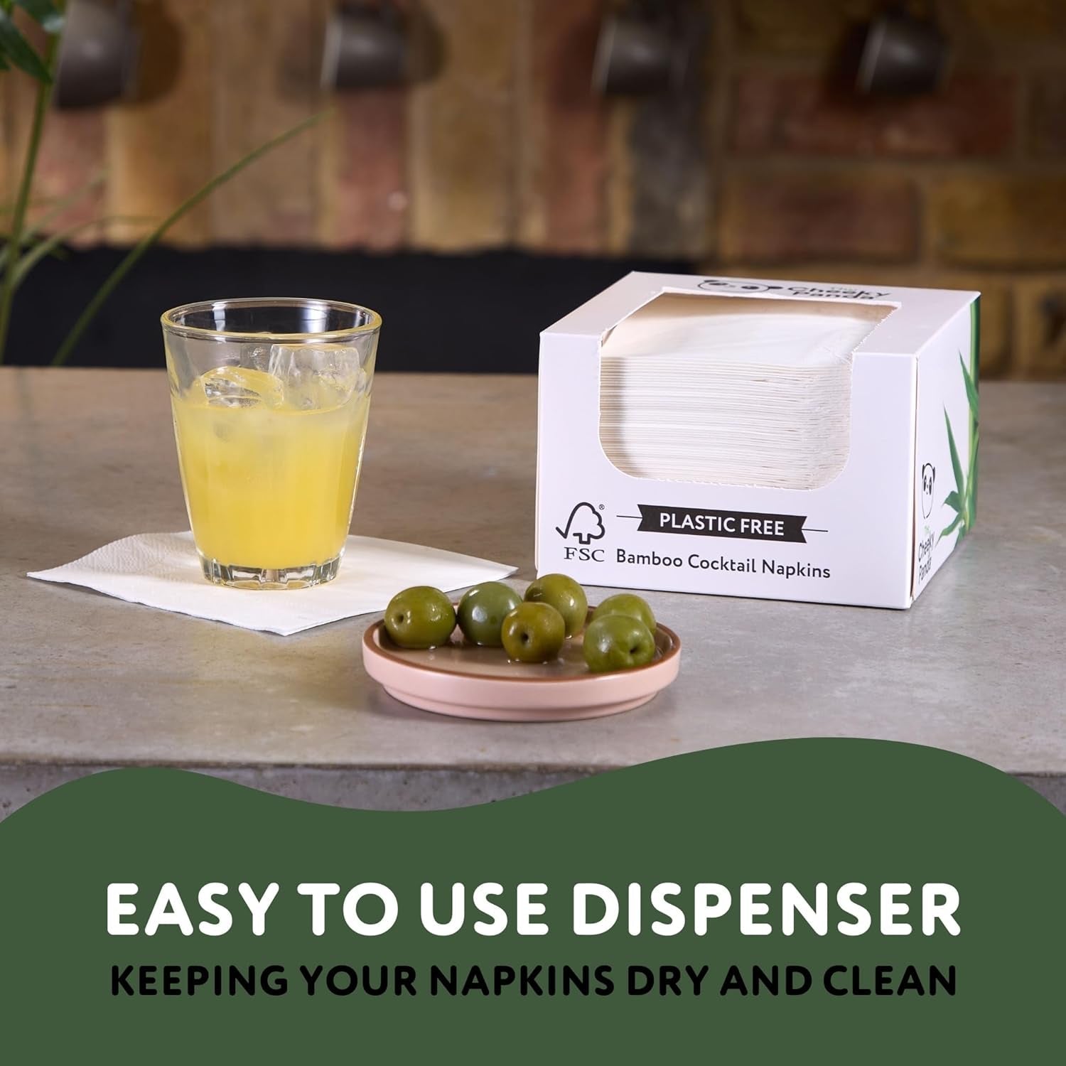 The Cheeky Panda Bamboo Cocktail Servetter | vita servetter 100 stycken pappersservetter