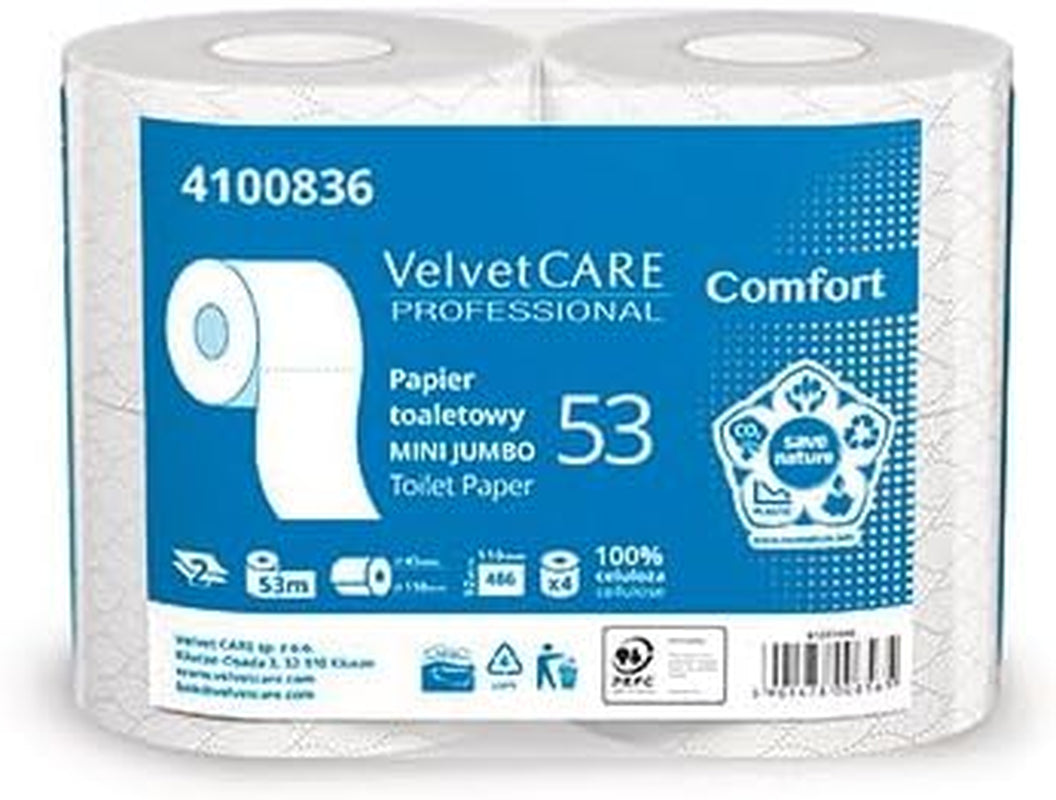 Comfort Cellulose toalettpapper, 2-lagers toalettpapper, 486 ark, 4 st, vitt toalettpapper,