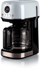Ariete Moderna 1396 Filter Espressomaskin för att göra amerikanskt kaffe Upp till 15 koppar Glaskaraff Värmeplatta LCD-skärm Avtagbara och tvättbara filter Vita