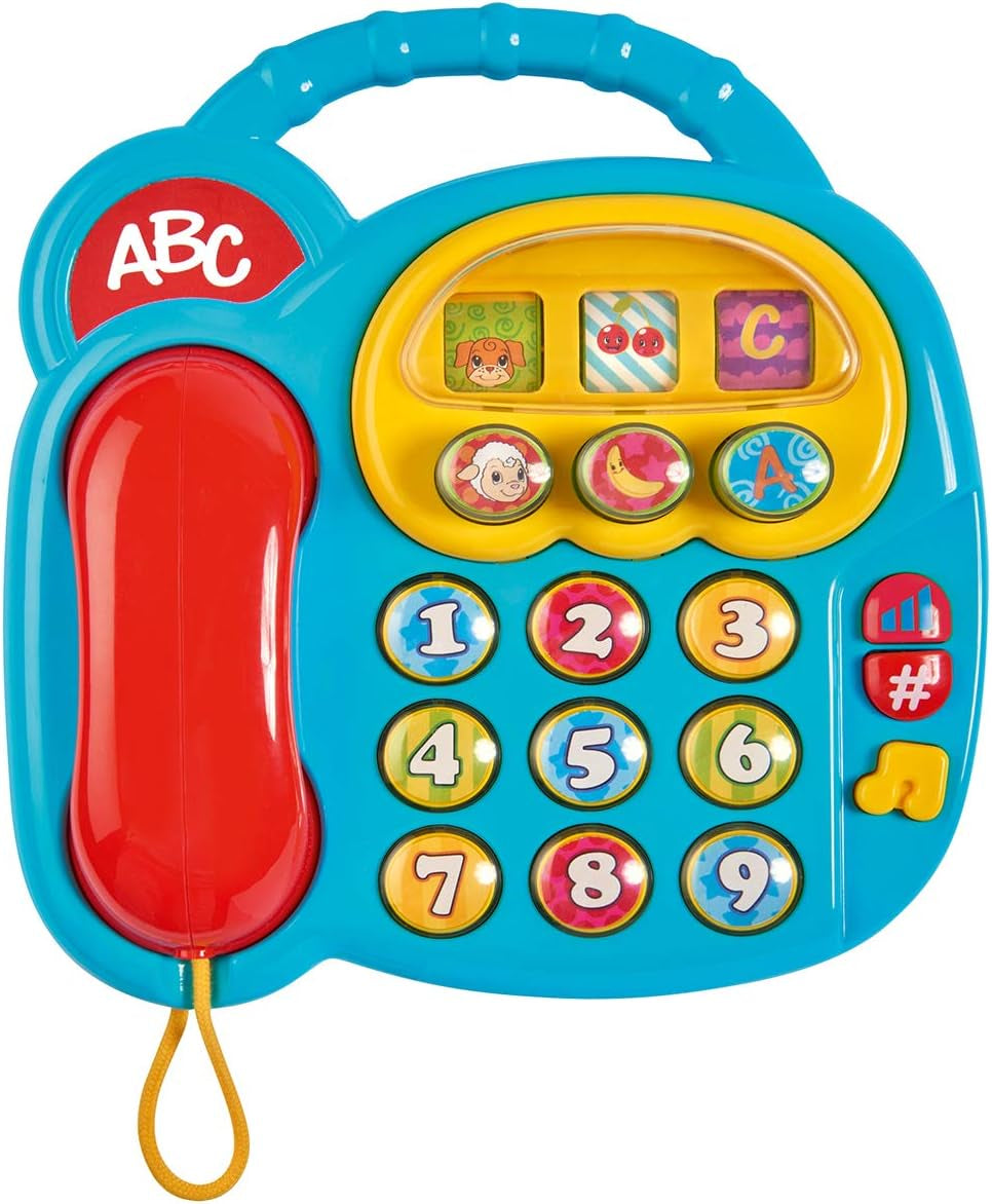 Simba 104010016 - ABC färgtelefon, babyleksak, roterande bildskärm, sång, lektelefon, inlärningstelefon, med olika ljud, 20 cm, motorik, för småbarn, från 6 månader Babyleksaker Naty Shop