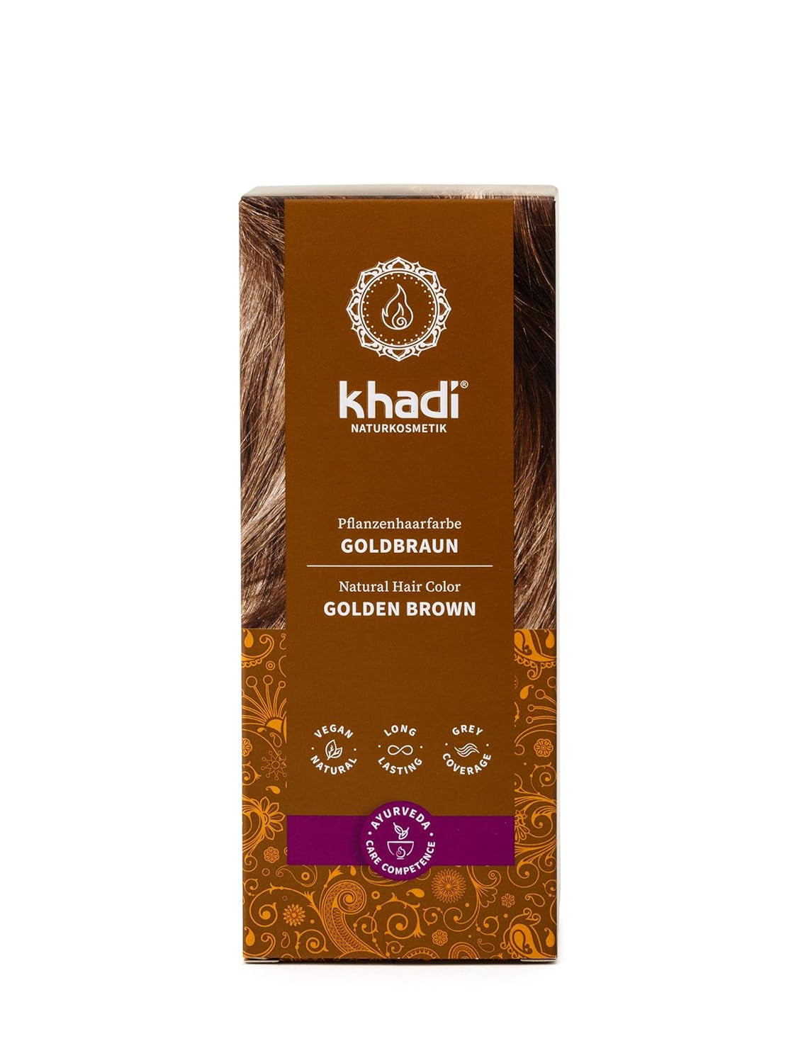 khadi GOLDBRAUN växtbaserade hårfärger ljus bärnstensfärgad till mjuk och glänsande Gyllene brun hårfärg 100 % naturlig växtbaserad hårfärg Naturlig och vegancertifierad naturlig kosmetika 100 g Naty Shop Gyllene brun hårfärg 100 g (1 förpackning) Enkel