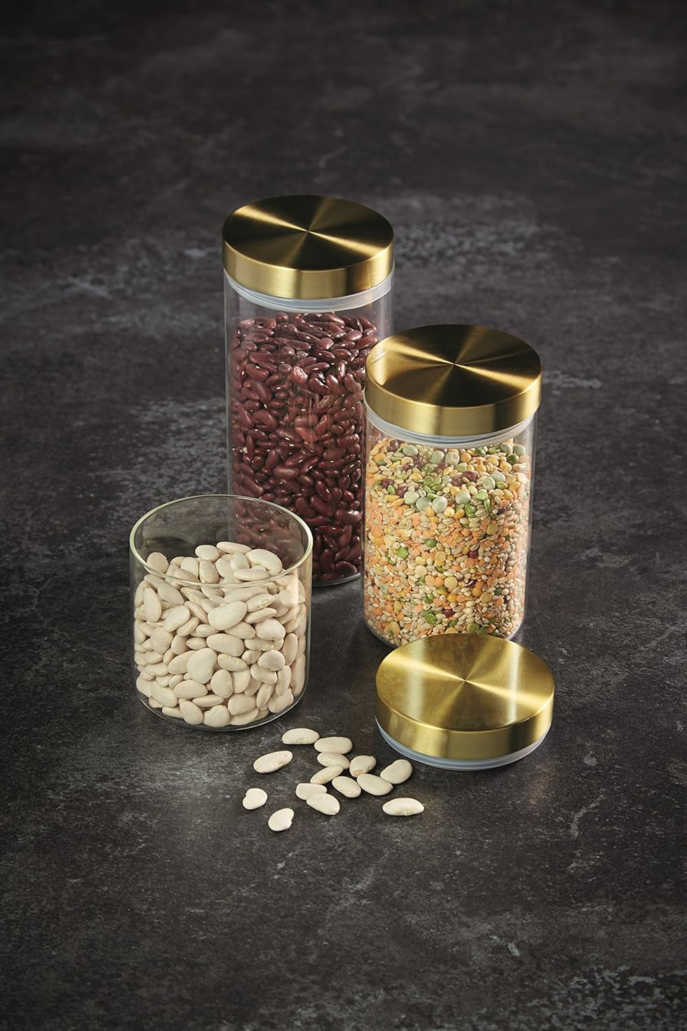 MasterClass Lufttät matförvaringsburk i glas med mässingslock, 700 ml (1,25 pts) Matförvaringslådor Naty Shop
