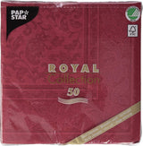 50 servetter "ROYAL Collection" 1/4-faldig 40 Cm X 40 Cm Bordeaux "Ornaments"