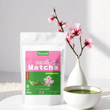 Sakura Matcha Tea 50g - Ceremoniell kvalitet från Japan - Premium grönt te med Sakura Flower Pulver - Första skörden, stenmald, vegansk, inga tillsatser