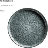 MÄSER 934110 Filippa-serien, keramiskt servisset för 4 personer, modernt servisset kombinerat med 16 delar; Tallrikar, skålar och koppar med reaktiv glasyr i grönt och svart, kakel, grönt