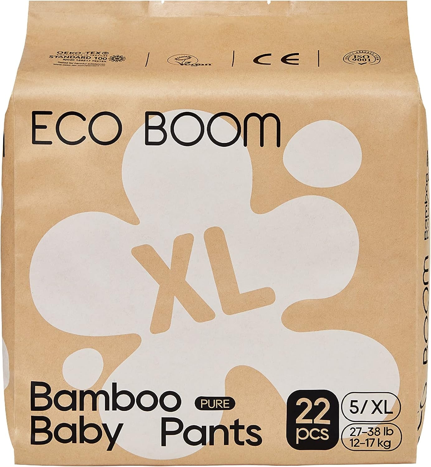 ECO BOOM Bamboo babyblöjor - storlek 6 (20 kg), växtbaserade Pull-Up blöjor (17 st) - Ekologiskt premium, parfymfritt, hudvänligt, superabsorberande
