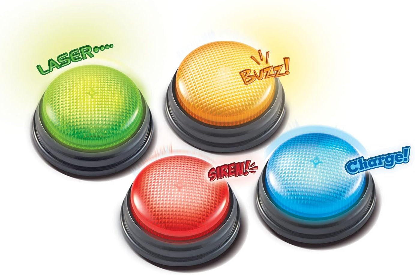 Lärmedel Ljus & Ljud Buzzer pedagogiska spel från 3 år Frågeleksak för barn med 4 olika ljud för spelkvällar och klassrum Leksaker Bebe Naty Shop