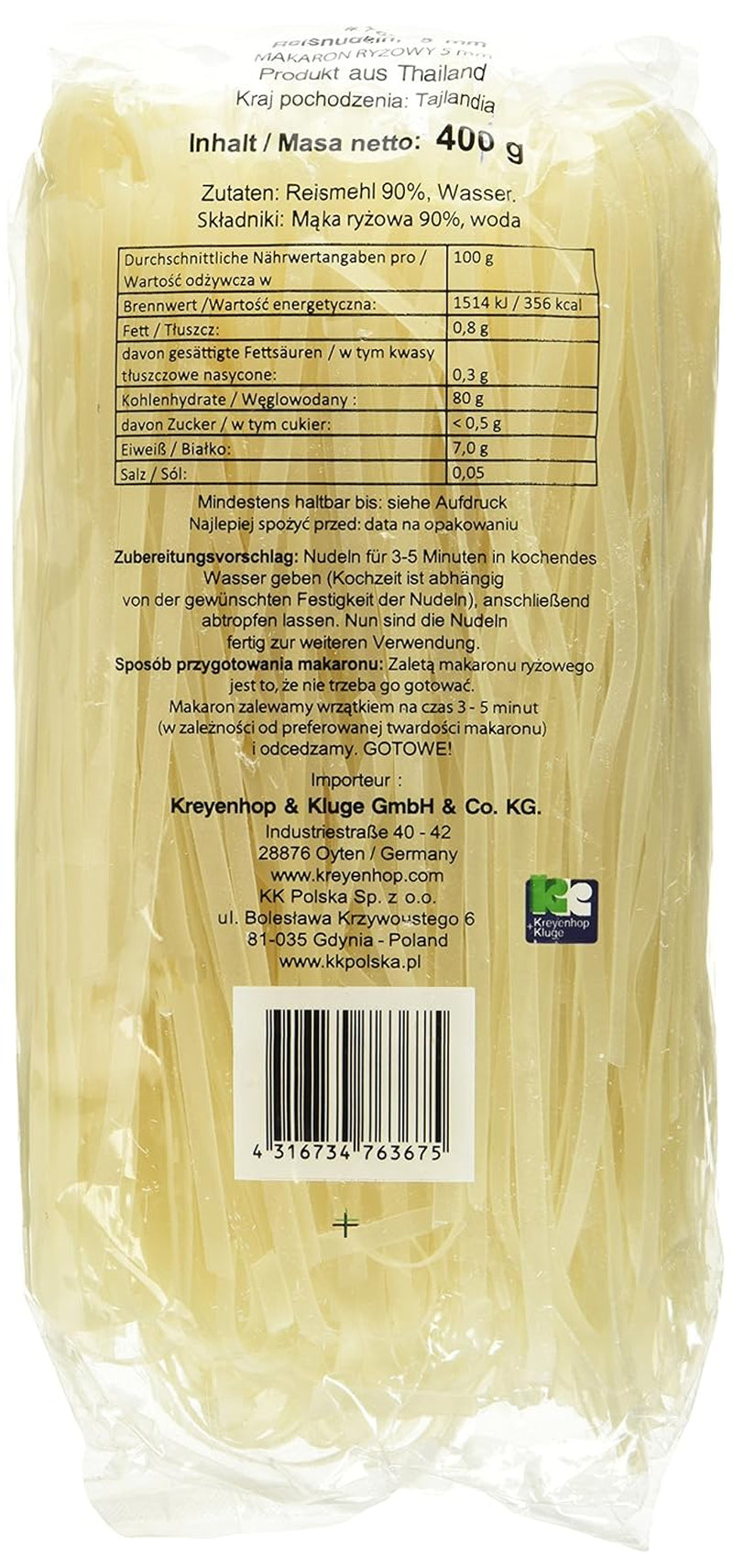 Risnudlar - thailändska, 5 mm breda risbandsnudlar, gjorda av rismjöl - 17 x 400 g