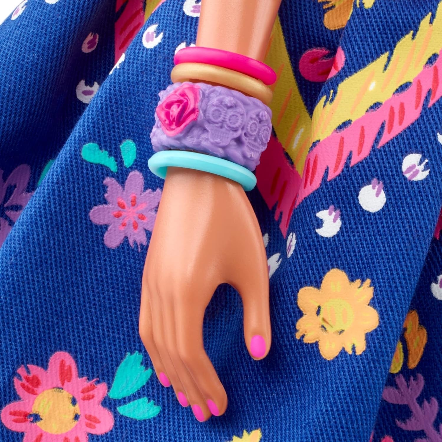 2022 Día De Muertos barbiedocka med rufsig traditionell klänning, blomsterkrans och Calavera ansiktsfärg, present till samlare