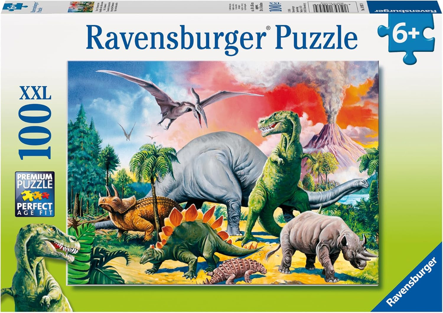 Ravensburger pussel för barn - 10957 Bland dinosaurierna - Dino pussel för barn 6 år och äldre, med 100 bitar i XXL-format Pussel Naty Shop Single