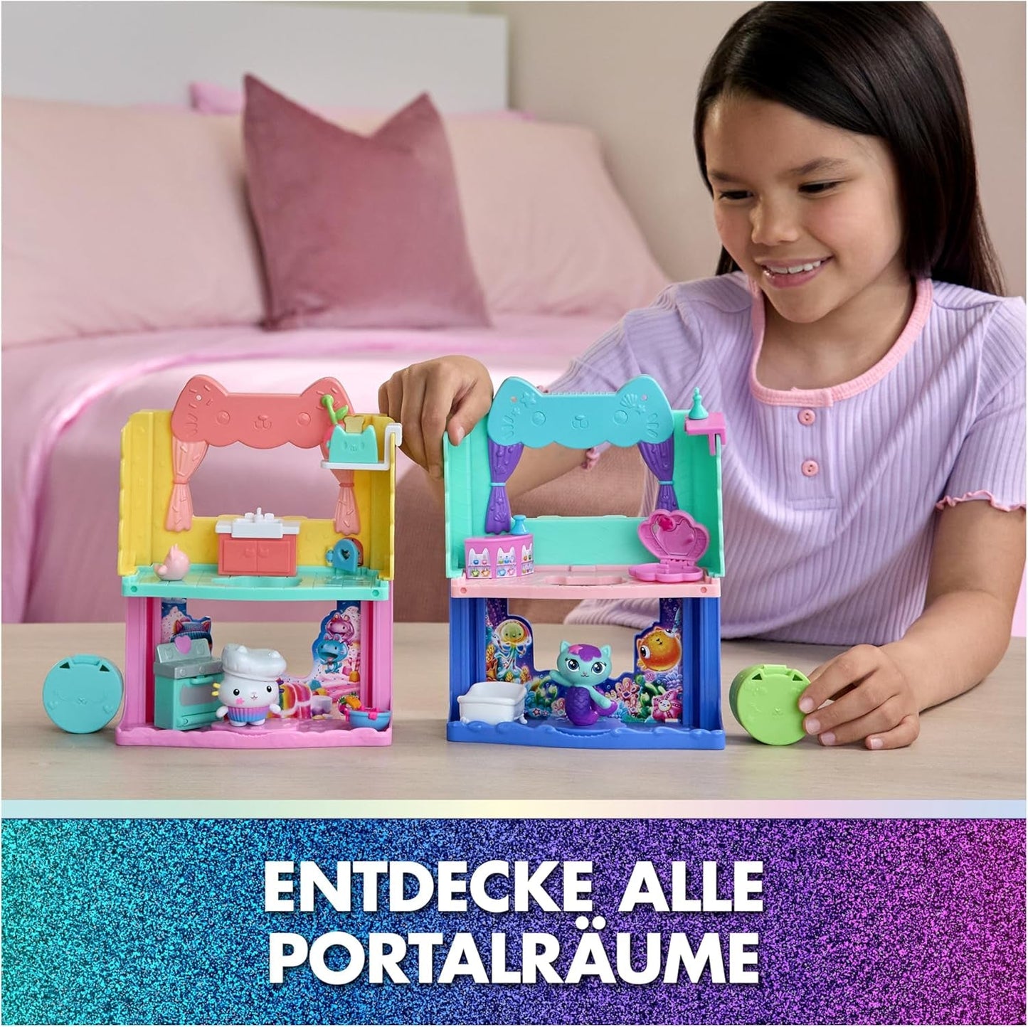 DREAMWORKS GABBY'S DOLLS HOUSE: THE MOVIE - Portal Room Kuchi's Sugar Sprinkled Kitchen med figur och tillbehör, för åldrarna 3 och uppåt