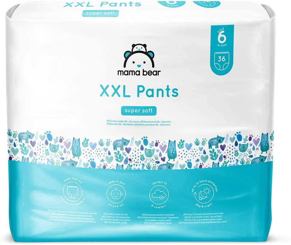 Amazon-märke: Mama Bear Pull-Up XXL-blöjor, storlek 6 (18-30 kg), 72 stycken (2 förpackningar om 36)