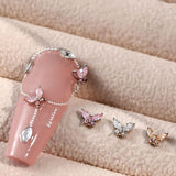 Mini Butterfly Zircon Nail Nyckelringar Y2K Vit Champagne Rosa Rhinestone Crystal Butterfly Nyckelringar Nails 3D Butterfly Nail Design Nyckelringar Butterfly Nails Dekoration Nail Art Nyckelringar Nageltillbehör