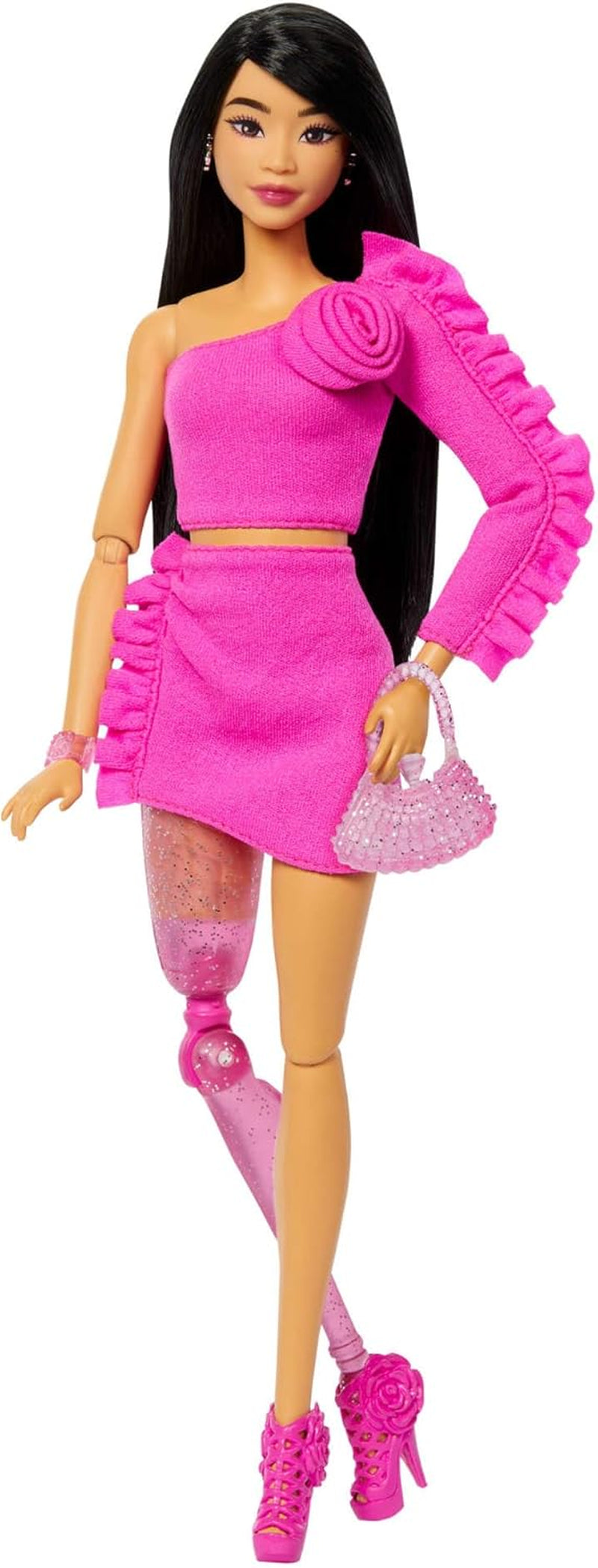 Barbie Doll Deluxe Style nr. 3 med Barbiecore-outfit, blont hår i hög knull, pastellrosa klänning med överdimensionerad rosett och accessoarer som nätstrumpbyxor, HYV27 Naty Shop Dolls Black