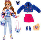 Disney ILY 4EVER Stitch modedockor med rött hår, 29 cm långa, med 13 artikulationspunkter, två kompletta mix-and-match outfits och en gnistrande Musse ring för dig!