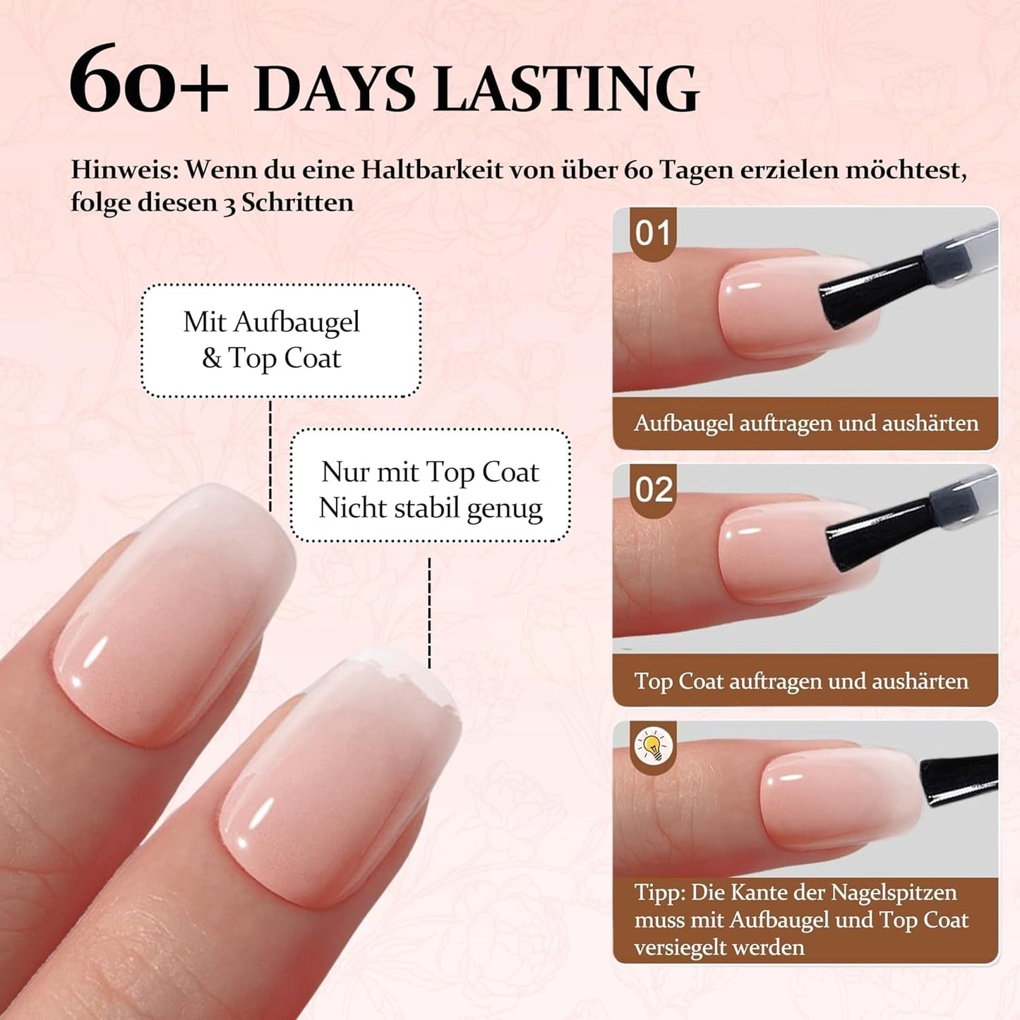 240 st Gradient Square Nails Set, Nude White Gradient Artificiella naglar för Oil Pen Lime, Medium Ombre Natural Fake Nails for Women DIY (Nude Square)