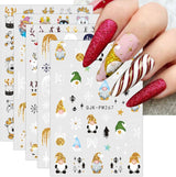 JMEOWIO Nagelsticker Weihnachten 10 Blatt Nail Art Sticker Selbstklebend Nagelaufkleber Glitter Schneeflocke Xmas Winter Urlaub Guld Dekoration Nageldesign Zubehör