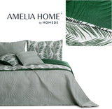 Ameliahome Överkast Överkast 170X210 Cm Dubbelsidigt Lättskött Överkast Växtmönster Grön Vit Tropiska Bonaire Sängar och filtar Besuche den AmeliaHome-Store