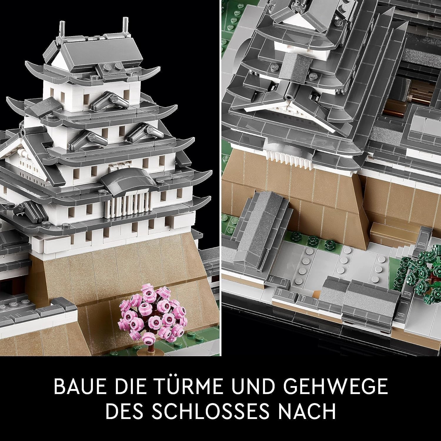 LEGO Architecture Himeji Castle, Vuxen Model Kit, Landmark Collection, Creative Gardening and Japanese Culture Fan Set med Cherry Blossom Tree, Present till honom och hennes 21060 byggset Besuche den LEGO-Store