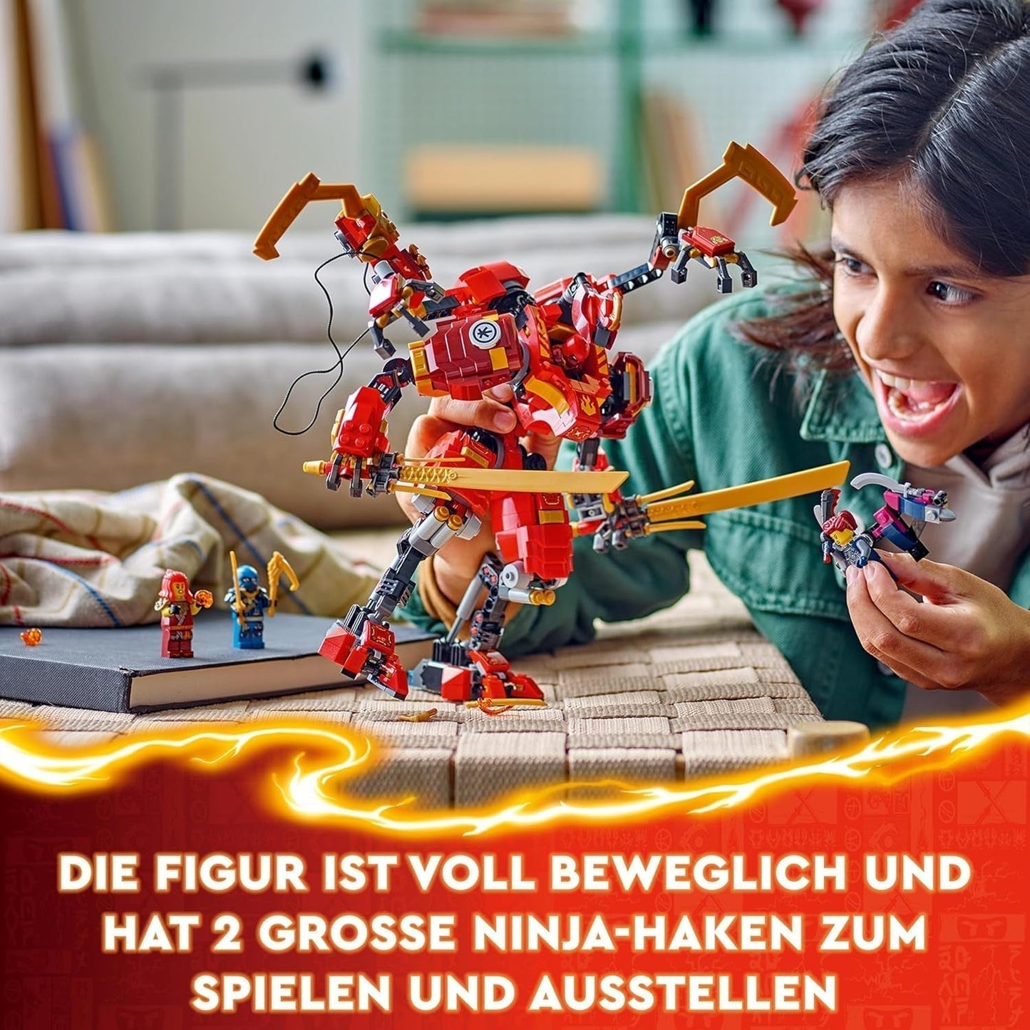 LEGO NINJAGO Kai's Ninja Climbing Mech Set, Ninja Toy med byggbar actionfigur och 4 minifigurer, Kids Adventure Set, födelsedagspresent för 9-åriga pojkar och flickor 71812 Byggset Beuche den LEGO-Store