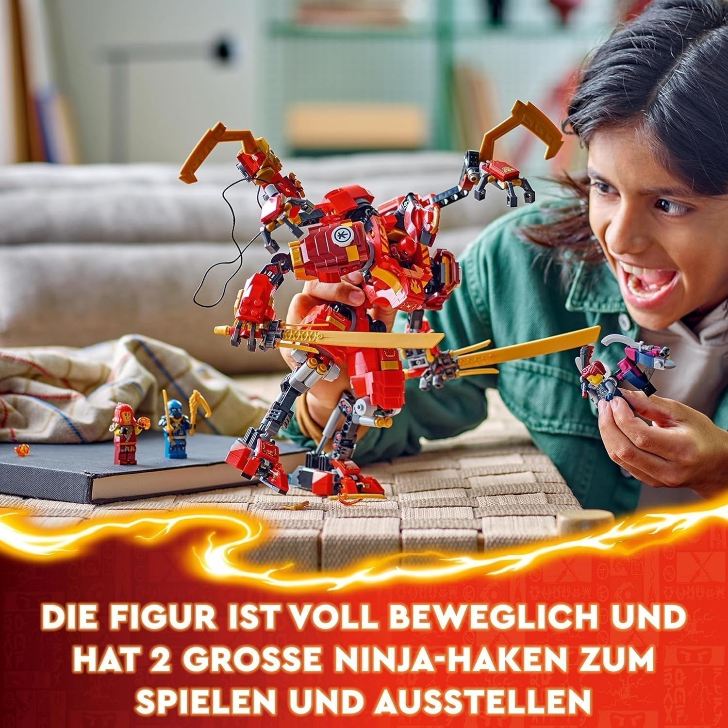 LEGO NINJAGO Kai's Ninja Climbing Mech Set, Ninja Toy med byggbar actionfigur och 4 minifigurer, Kids Adventure Set, födelsedagspresent för 9-åriga pojkar och flickor 71812 Byggset Beuche den LEGO-Store