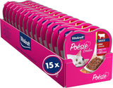 Vitakraft Poésie Création, våt kattmat, våtfoder i sås, med nötkött och morot, bulkförpackning, utan tillsatt socker eller spannmål (15 x 85g)