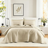 Comfort Spaces Kienna Quilt Set, Lyxigt Double Stitch Sommarfilt, Lätt, Mjukt Sängkläder för hela året, Matchande Örngott, Vit, Filt för King Size-sängar (264,2 X 228,6 Cm), Naty Shop Täcken & Quilts Ivory Color King Size