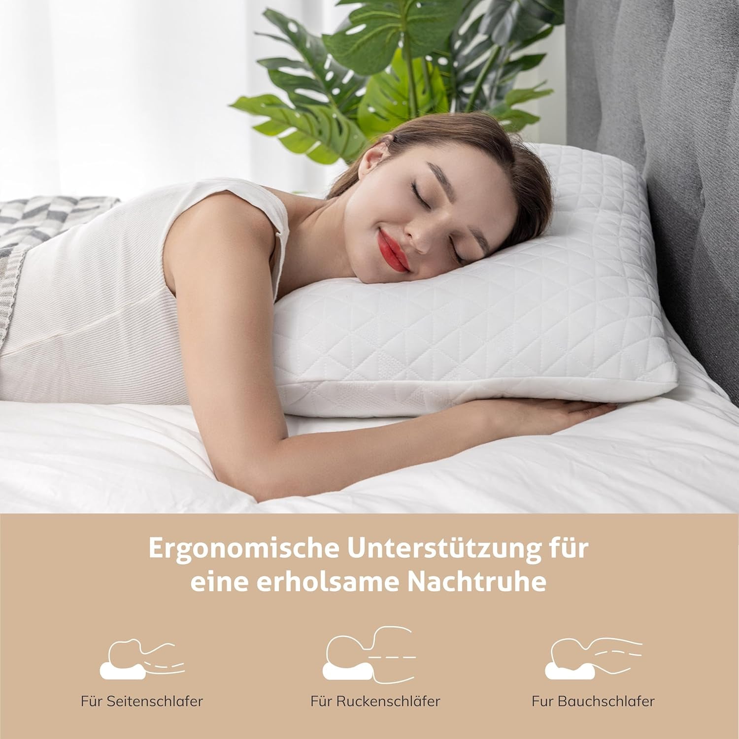 EGO HOME memory foam kudde 40x80 cm med strimlat memory foam - Andas, ergonomisk nackstödskudde för sido-, rygg- eller magslipare - Oeko-Tex certifierad - Tvättbart fodral