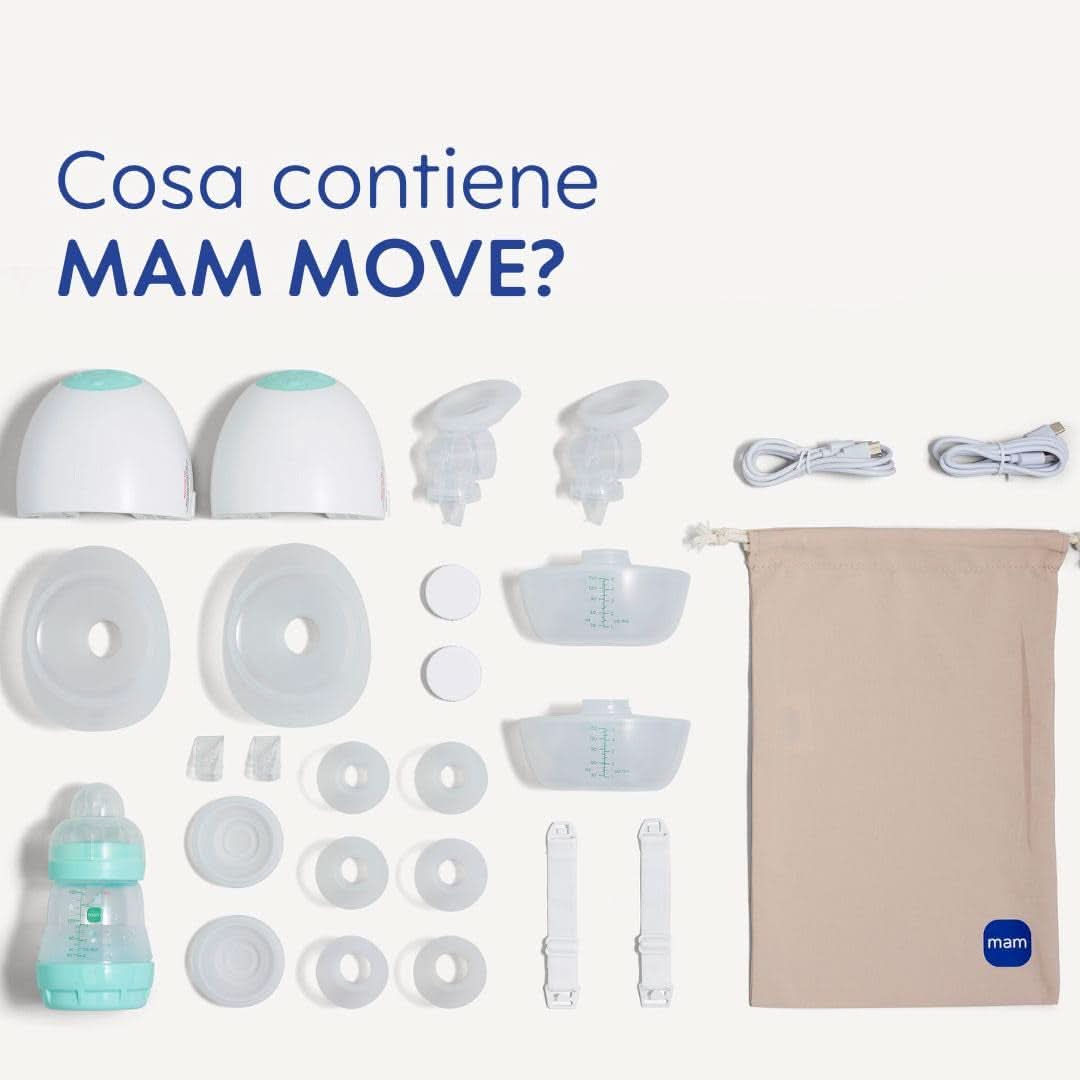 MAM Move Dubbel bröstpump, portabel, 3 driftlägen och 5 intensitetsnivåer Tillbehör Mat och amning Bebe Naty Shop