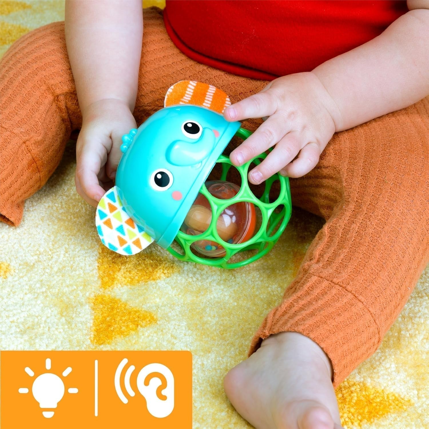 Bright Starts Giggle & Glow Bell Glow in the Dark Elephant Toy Oball Lätt att fånga Newborn+ Unisex babyleksaker Naty Shop