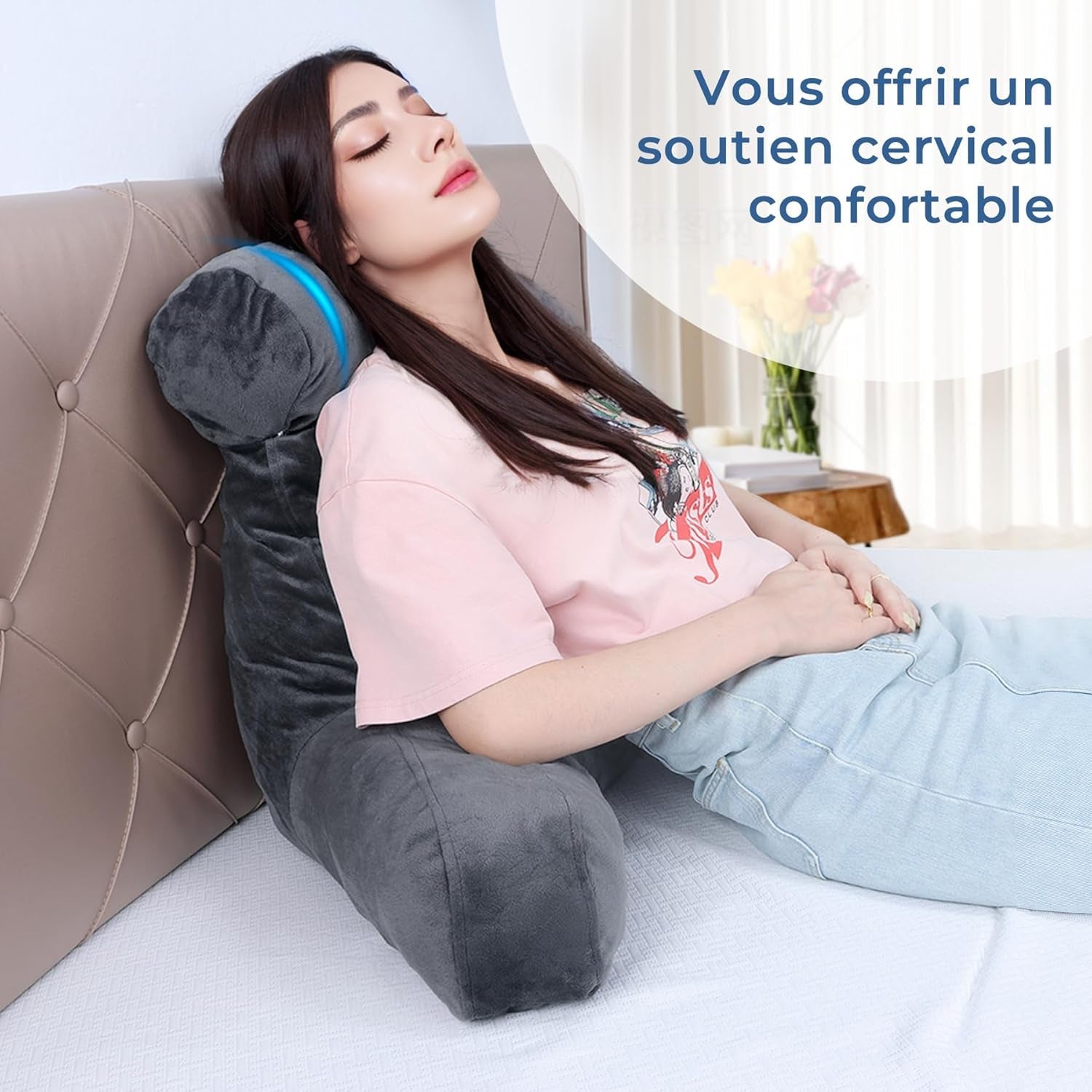 INFANZIA ergonomisk läskudde med armstöd, memory foam ryggstöd, grå, M