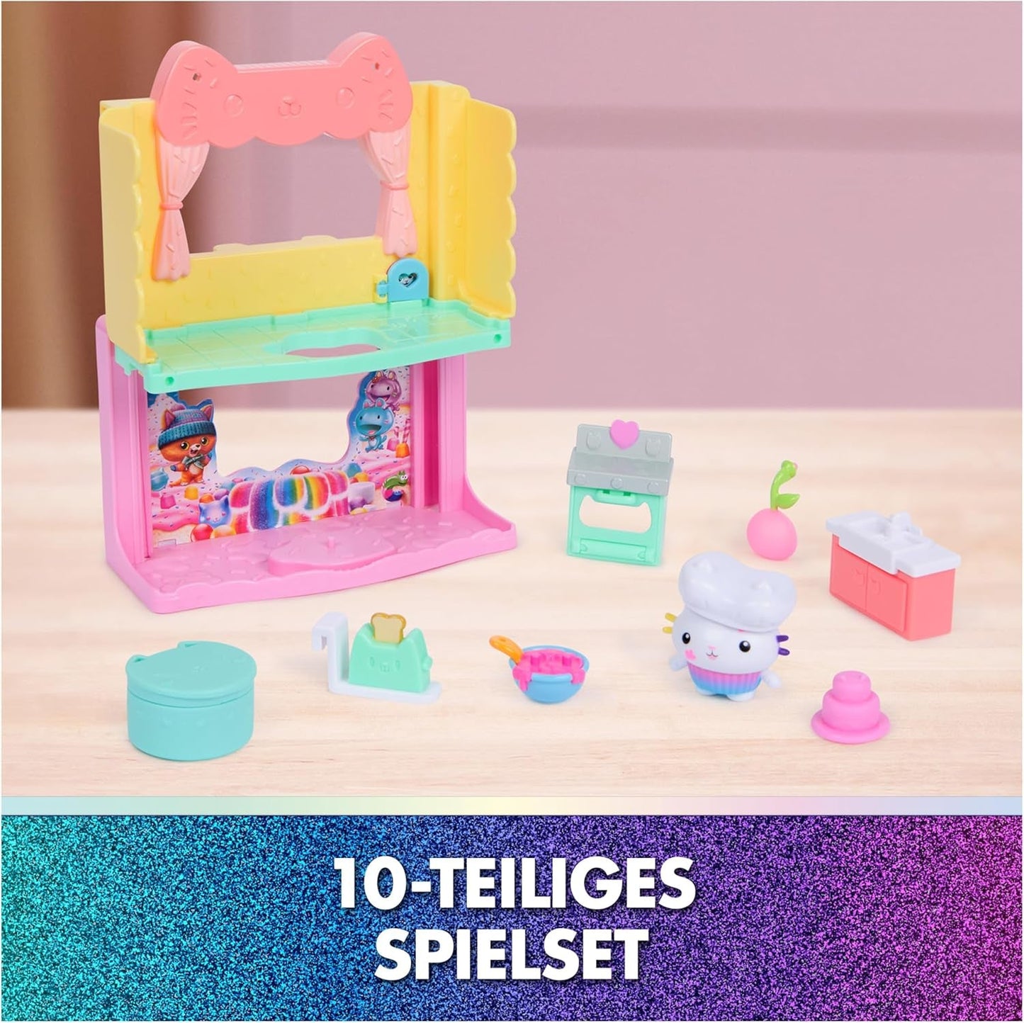DREAMWORKS GABBY'S DOLLS HOUSE: THE MOVIE - Portal Room Kuchi's Sugar Sprinkled Kitchen med figur och tillbehör, för åldrarna 3 och uppåt