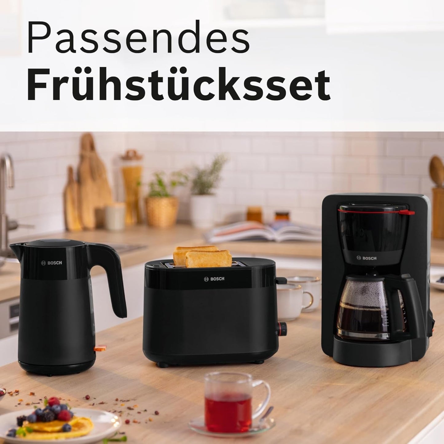 Bosch MyMoment TKA2M113 Filter Espressobryggare, 1,25L glaskaraff, 10-15 koppar, 40 minuters varmhållningsfunktion, Antidroppsystem, Roterande filterhållare, Löstagbar vattentank, 1200 Watt, Mattsvart