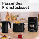 Bosch MyMoment TKA2M113 Filter Espressobryggare, 1,25L glaskaraff, 10-15 koppar, 40 minuters varmhållningsfunktion, Antidroppsystem, Roterande filterhållare, Löstagbar vattentank, 1200 Watt, Mattsvart