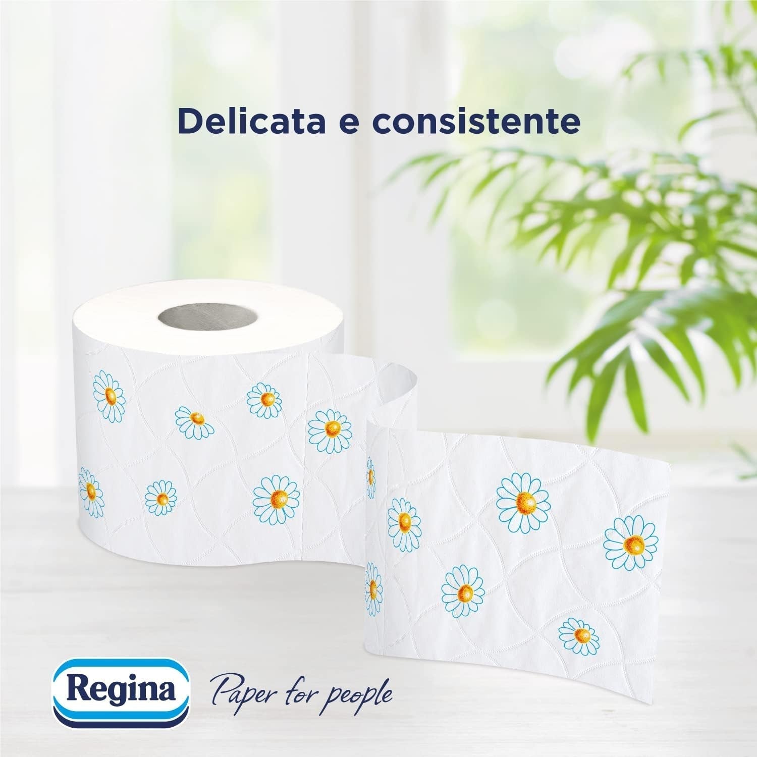 Regina Cartacamomilla - 8 rullar toalettpapper, 300 fluffiga ark, 3 lager, mjukt och fast, återvinningsbart pappersförpackning
