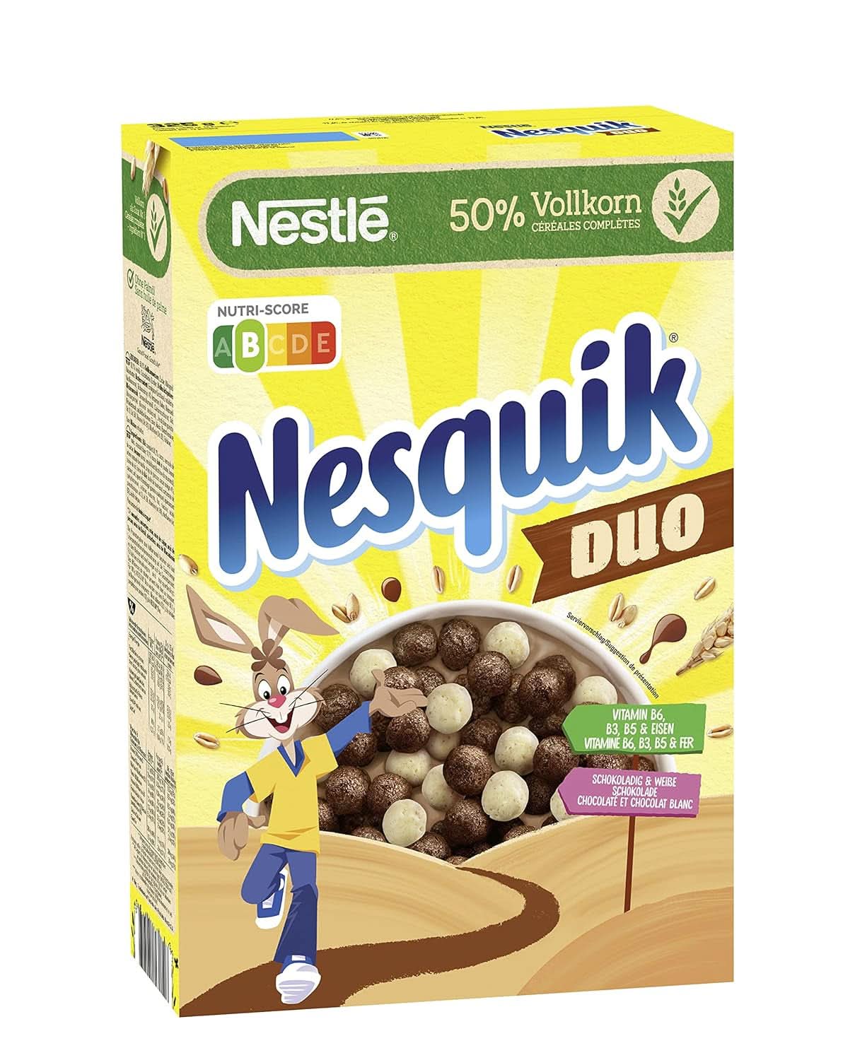NESTLE Nesquik Duo, flingor med mörk och vit choklad med fullkornsmjöl, förpackning med 7 x 325 gram Naty Shop-flingor