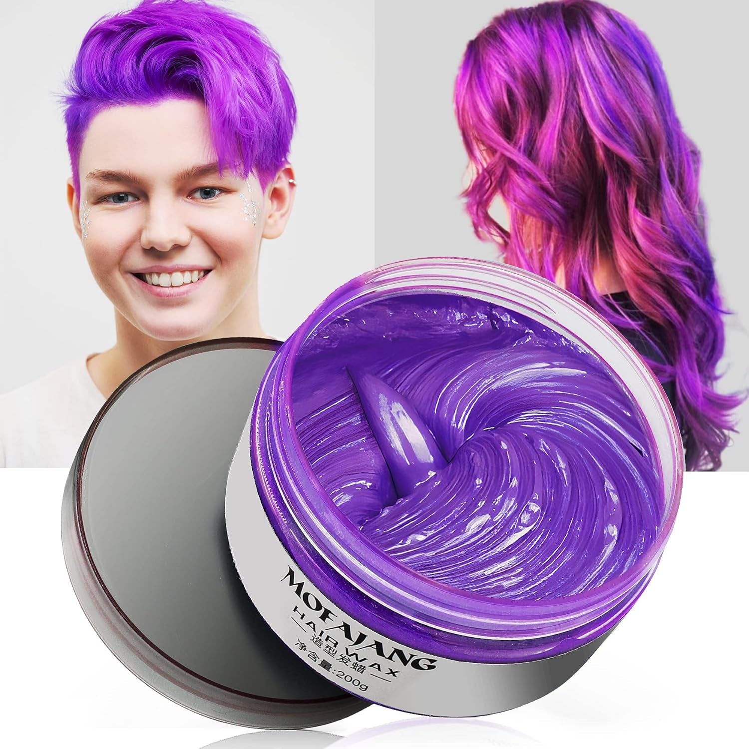 Tillfällig hårfärg, styling hårton för män kvinnor, naturlig hårpomada, hårfärgningsvax för fest, cosplay och halloween, 4,23 oz (silvergrå) Naty Shop Violet hårfärg