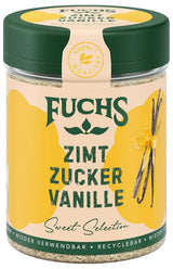 Fuchs Gewürze - Zimt Zucker Vanille - Gewürz zum Versüßen von Wafeln, Milchgetränken eller Joghurt - aus natürliche Ingrediens - 100 g i wiederverwendbarer, recyclebarer Dos