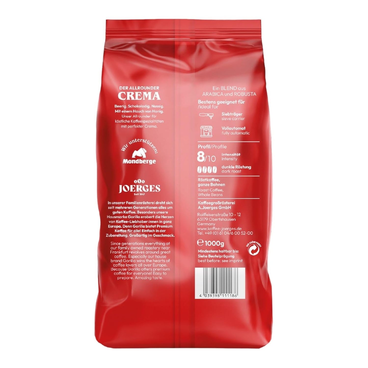 Gorilla Espresso Super Bar Cream 12 x 1kg, kaffebönor