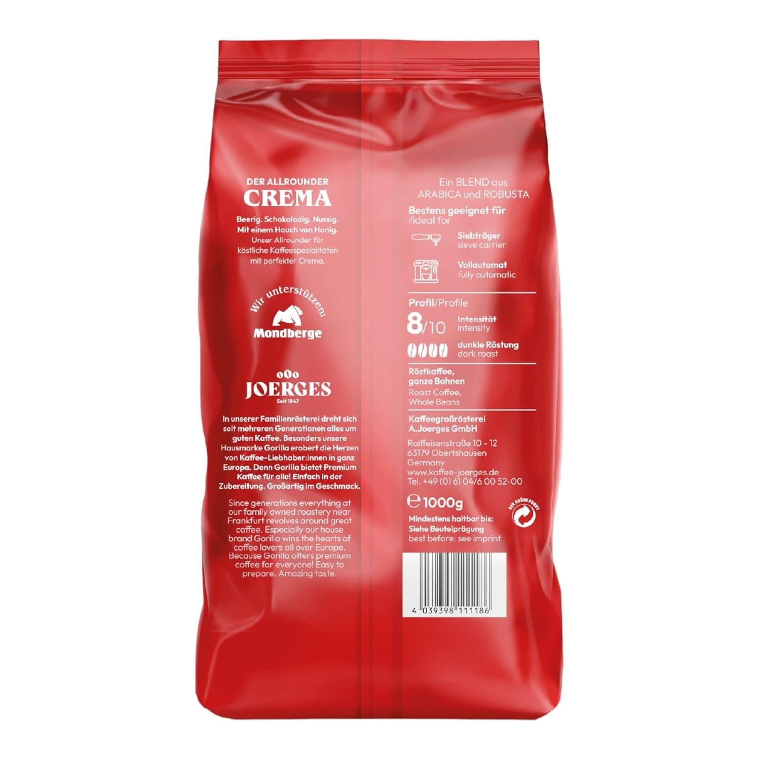 Gorilla Espresso Super Bar Cream 12 x 1kg, kaffebönor