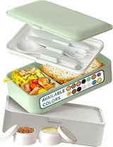 Umami Lunchbox för vuxna, läckagesäker stapelbar Bento-låda med 4 bestick och fack, Vuxen Lunchbox, To-Go-salladsbehållare, Picknick-/kontorslunchlåda, kolgrå, 1500 ml
