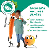 FRECHE FREUNDE Ekologisk pressbar fruktpåse med äpplen, bananer, spenat och gurka, mosad frukt och grönsaker i en pressbar påse för spädbarn från 6 månader, vegansk, förpackning om 6 (6 x 100 g)
