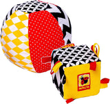magdum 2 set babykubspel + tygboll - motorisk leksak från 1 år - leksak för barn 6 månader - Montessori-leksak - pedagogisk leksak 1 år - present till barn - boll för barn - kub för barn - presenter för barn Leksaker Bebe Naty Shop