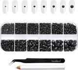 Beadsland 2500st Glas Nailart Strasssteine ​​​​Kristall Flatback Edelsteine ​​​​Runde, ​​Für Handwerk Gemischt 8 Größen SS4 ~ SS30 Mit Picking Pinzette Und Stift (Kristall Weiss)